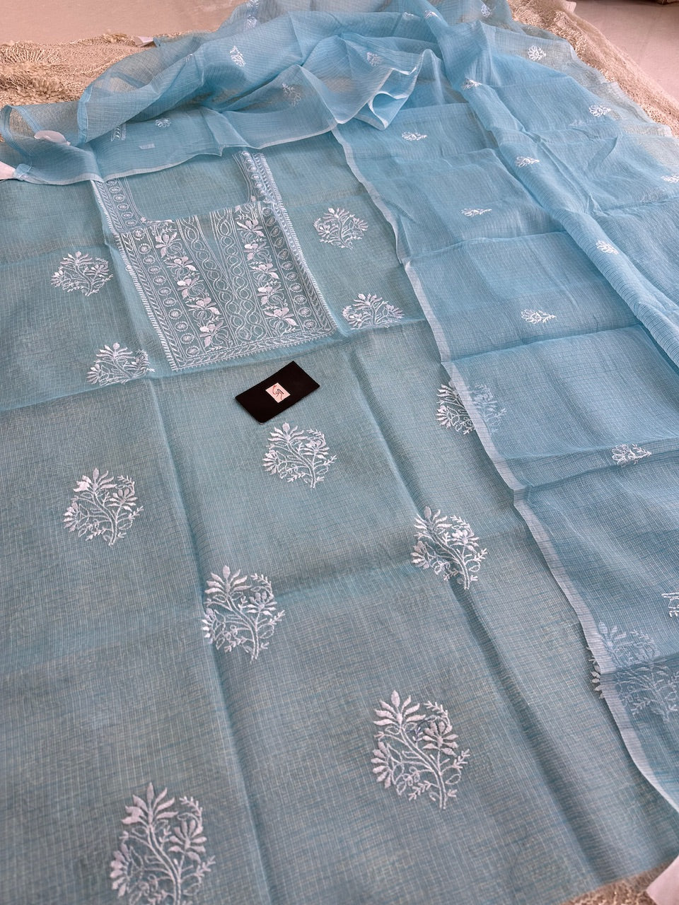 Embroidered Kota Cotton Doria Top N Dupatta (Suit)