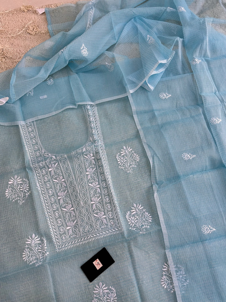 Embroidered Kota Cotton Doria Top N Dupatta (Suit)