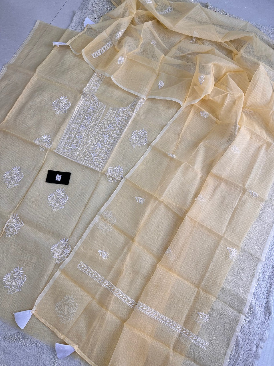 Embroidered Kota Cotton Doria Top N Dupatta (Suit)