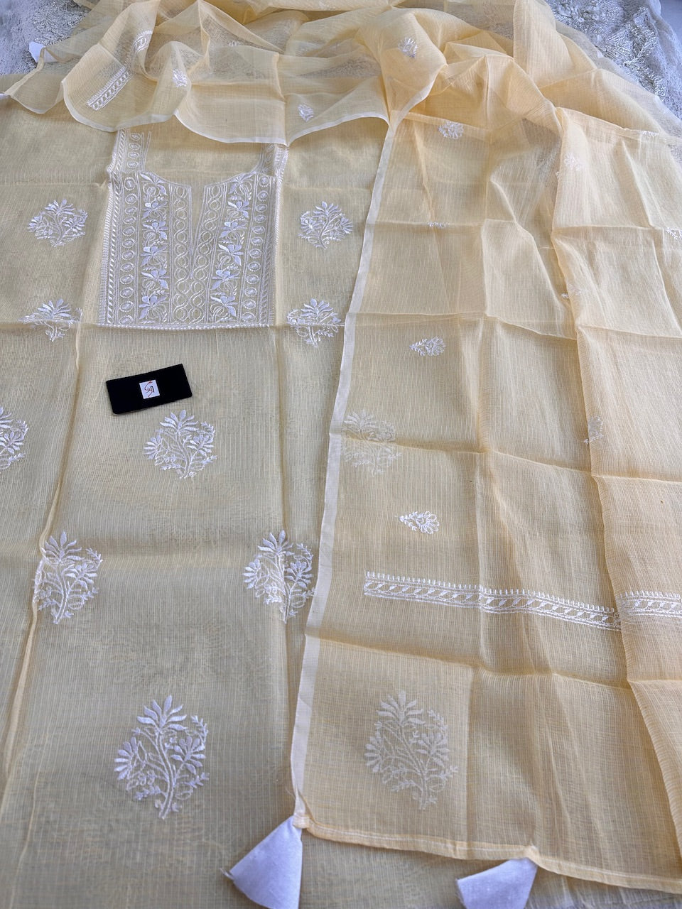 Embroidered Kota Cotton Doria Top N Dupatta (Suit)