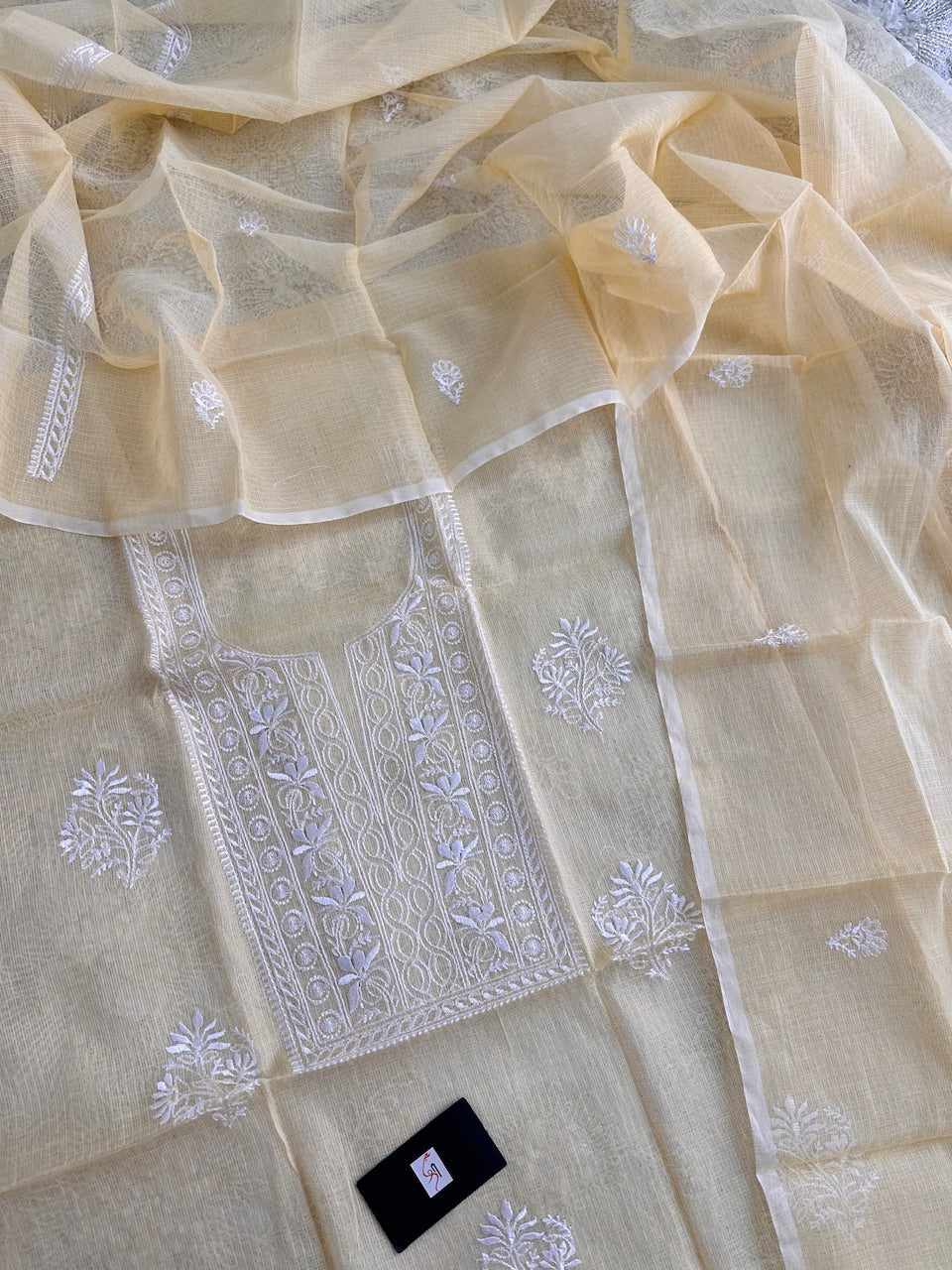 Embroidered Kota Cotton Doria Top N Dupatta (Suit)