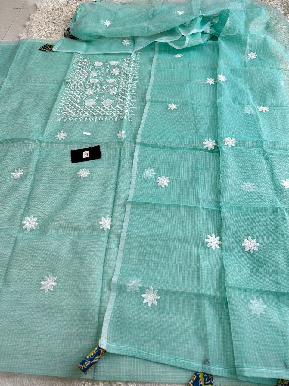 Embroidered Kota Cotton Doria Top N Dupatta (Suit)