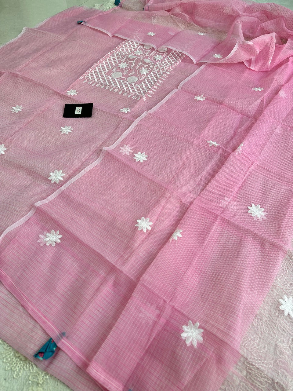 Embroidered Kota Cotton Doria Top N Dupatta (Suit)