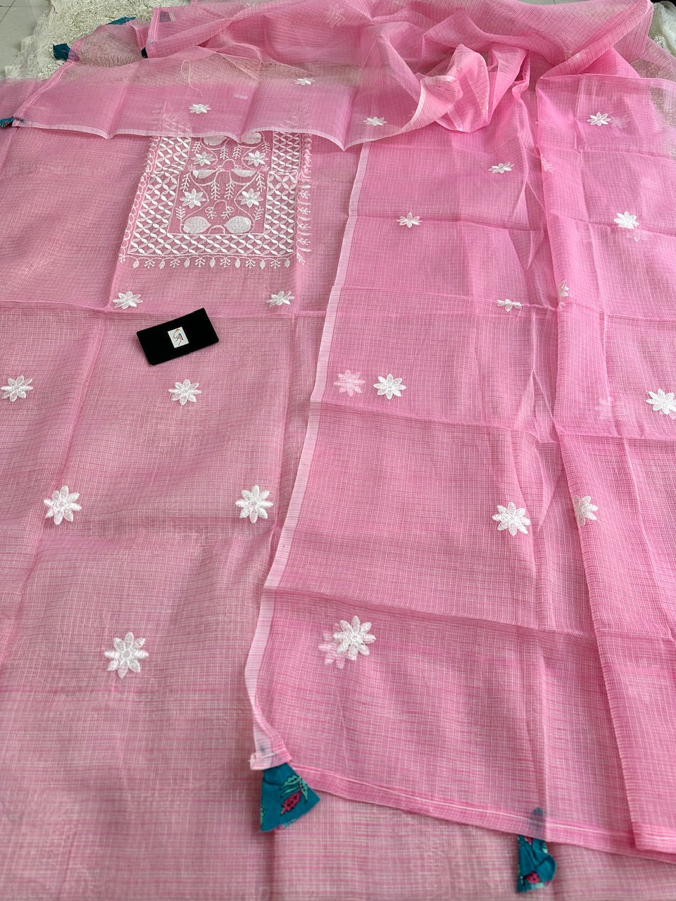 Embroidered Kota Cotton Doria Top N Dupatta (Suit)