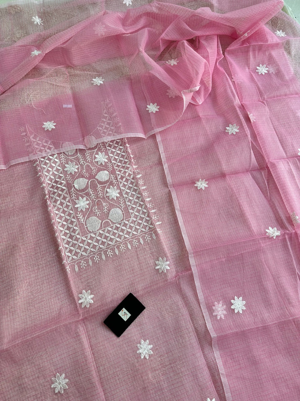 Embroidered Kota Cotton Doria Top N Dupatta (Suit)