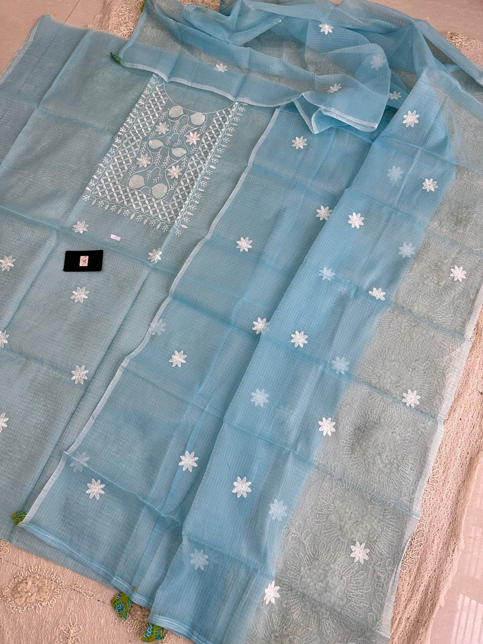 Embroidered Kota Cotton Doria Top N Dupatta (Suit)