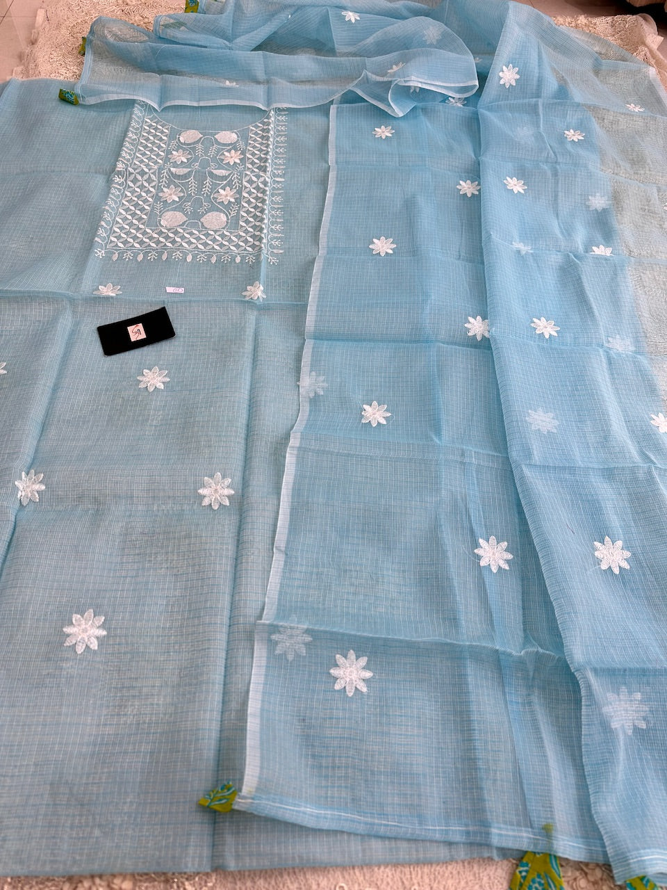 Embroidered Kota Cotton Doria Top N Dupatta (Suit)