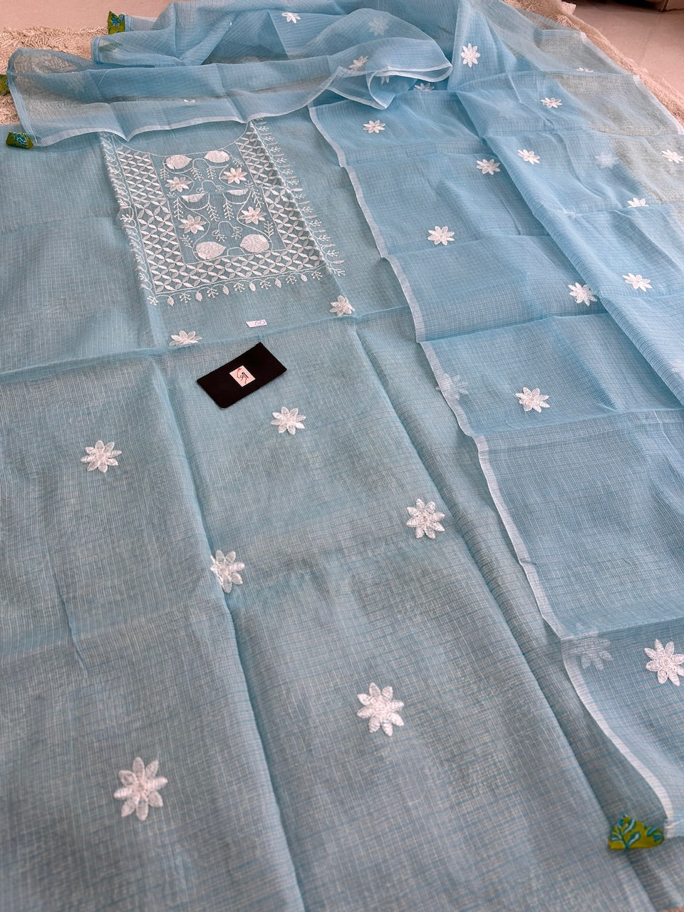 Embroidered Kota Cotton Doria Top N Dupatta (Suit)