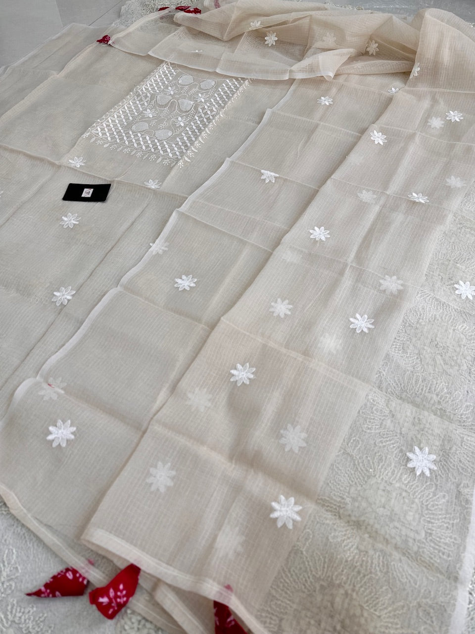 Embroidered Kota Cotton Doria Top N Dupatta (Suit)