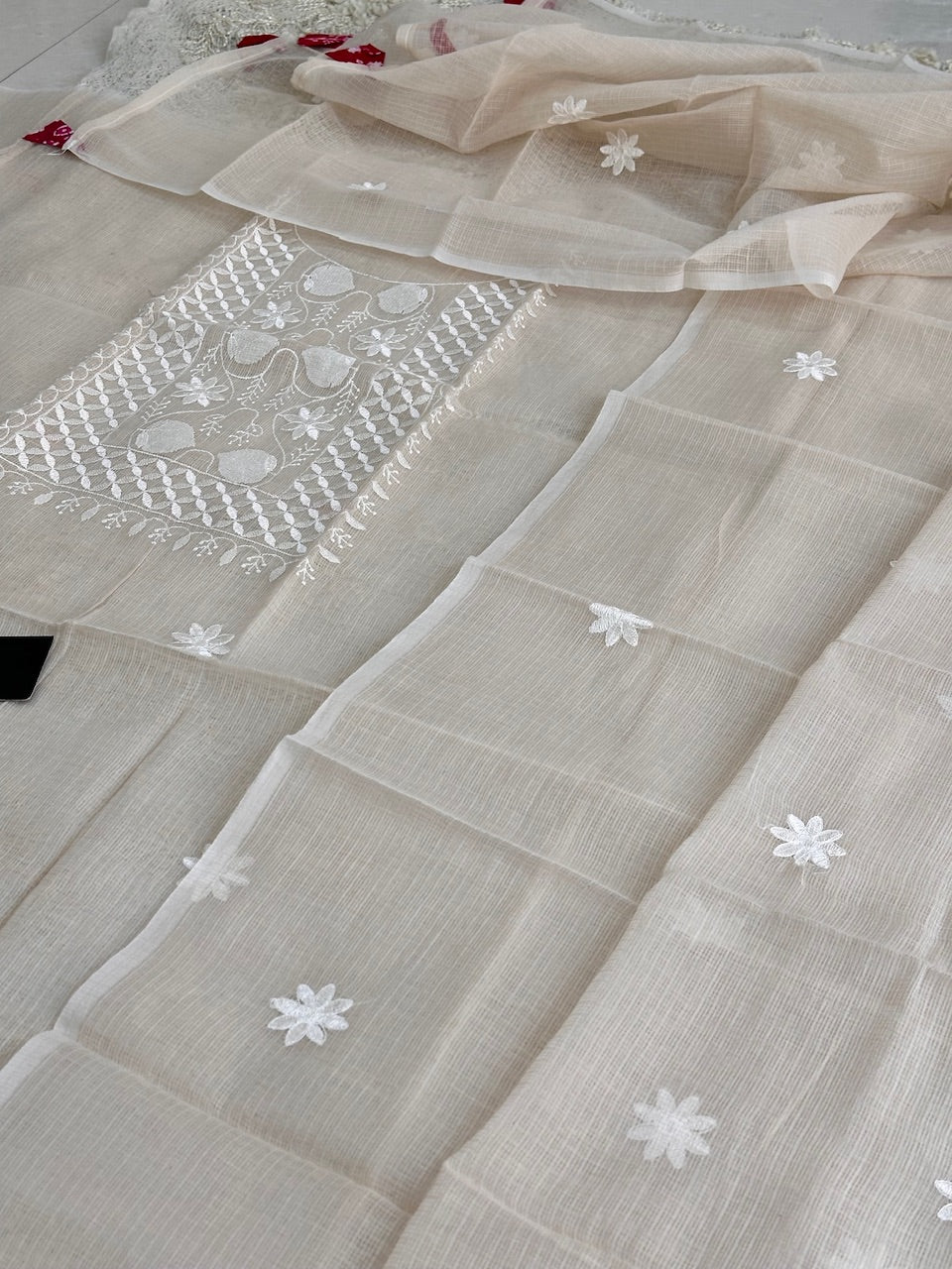 Embroidered Kota Cotton Doria Top N Dupatta (Suit)