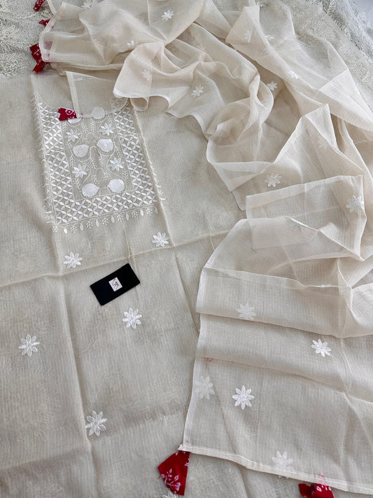 Embroidered Kota Cotton Doria Top N Dupatta (Suit)