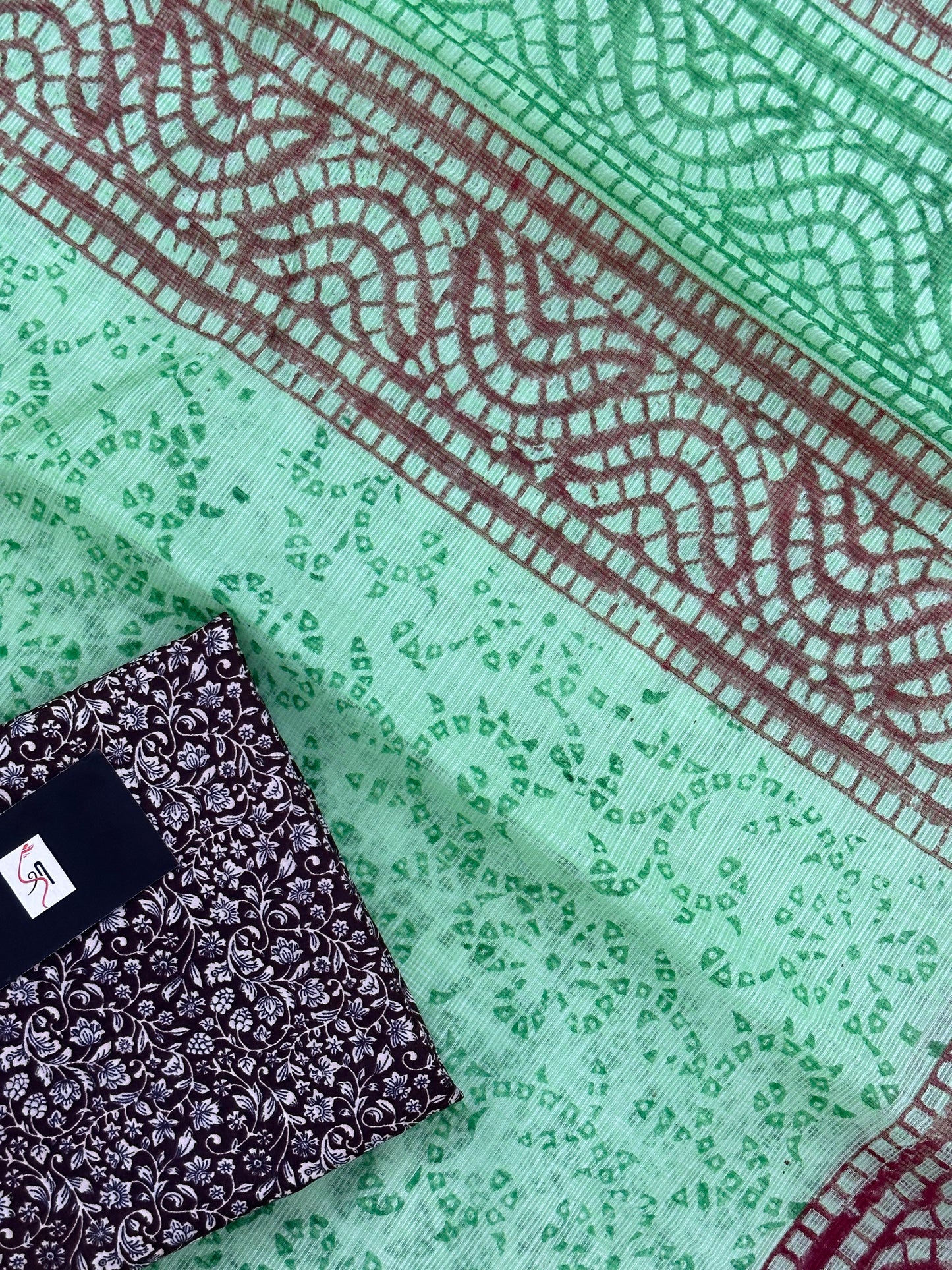 HandBlock Printed Kota Cotton Doria Saree