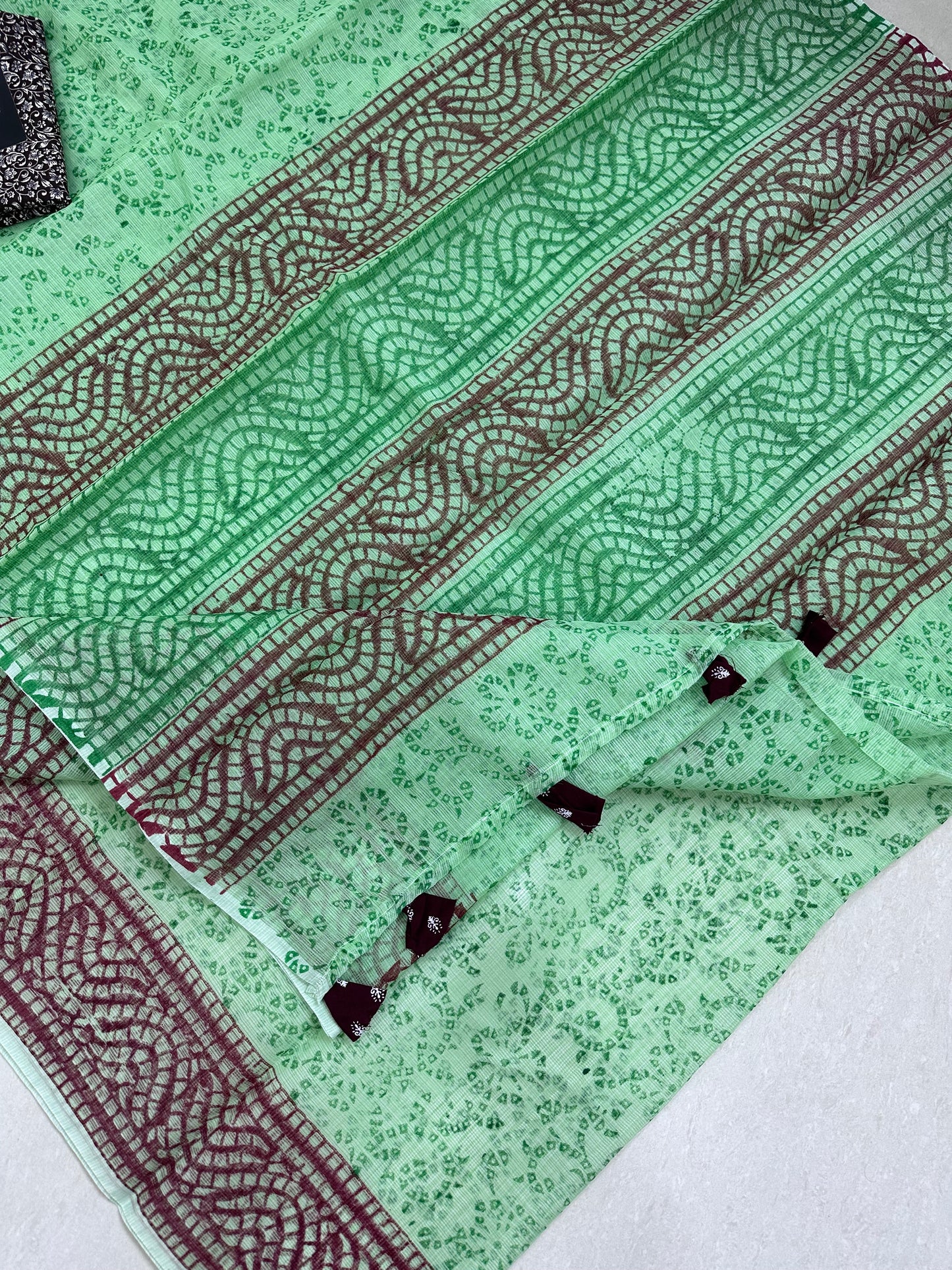 HandBlock Printed Kota Cotton Doria Saree