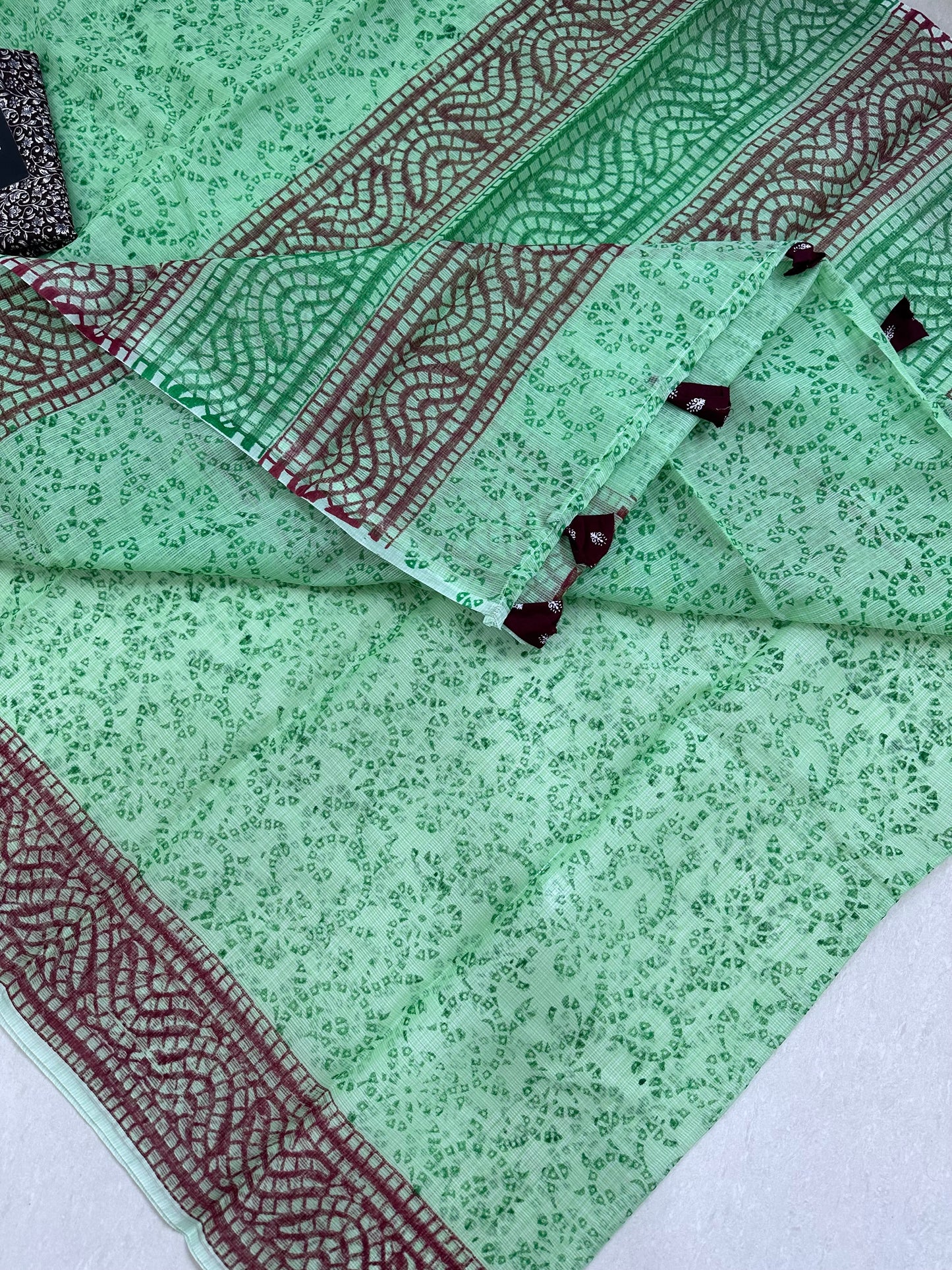 HandBlock Printed Kota Cotton Doria Saree