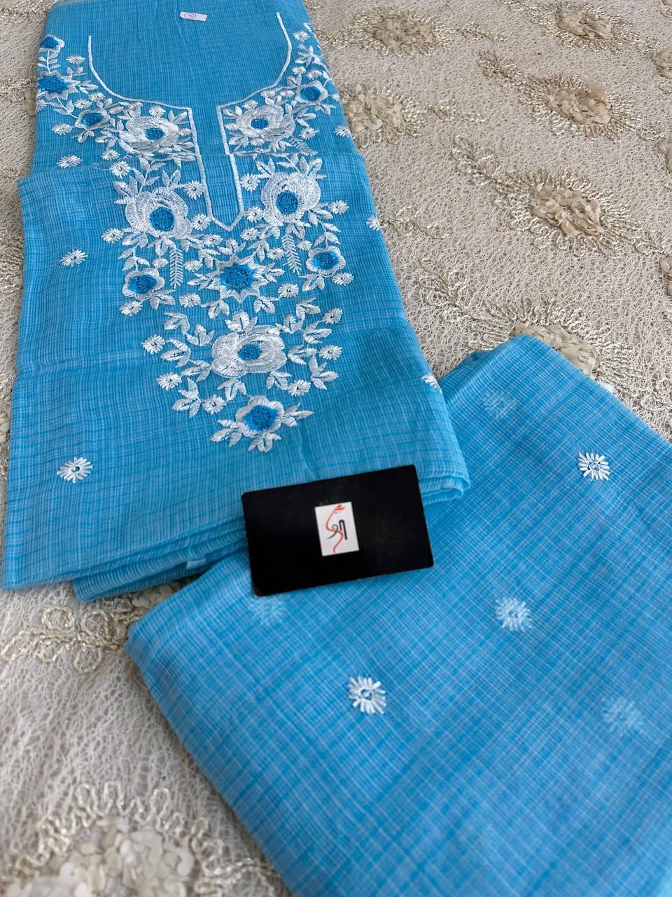 Embroidered Kota Cotton Doria Top N Dupatta (Suit)