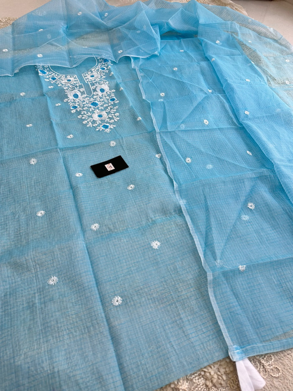 Embroidered Kota Cotton Doria Top N Dupatta (Suit)