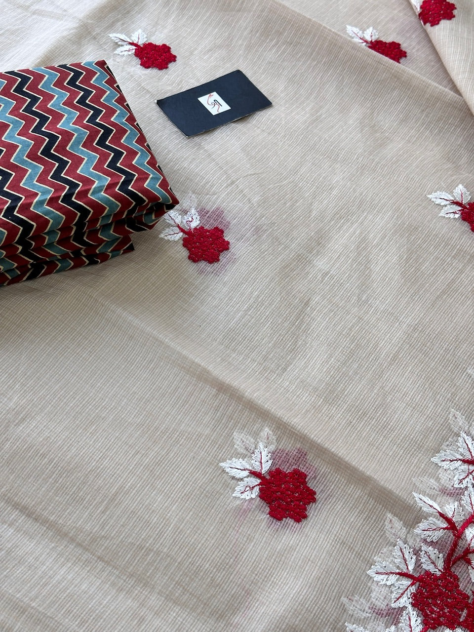 Embroidered Kota Cotton Doria Saree