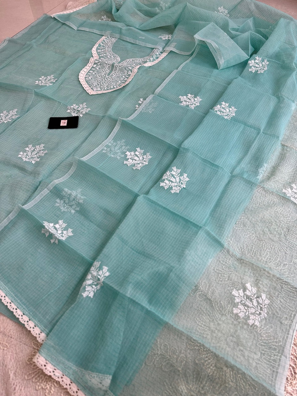 Embroidered Kota Cotton Doria Top N Dupatta (Suit)