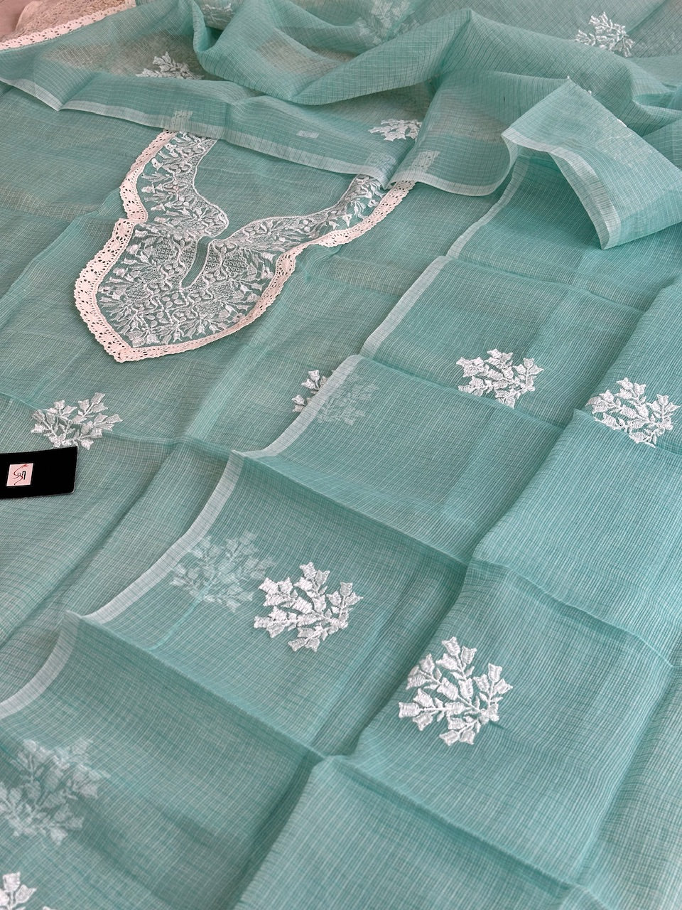 Embroidered Kota Cotton Doria Top N Dupatta (Suit)