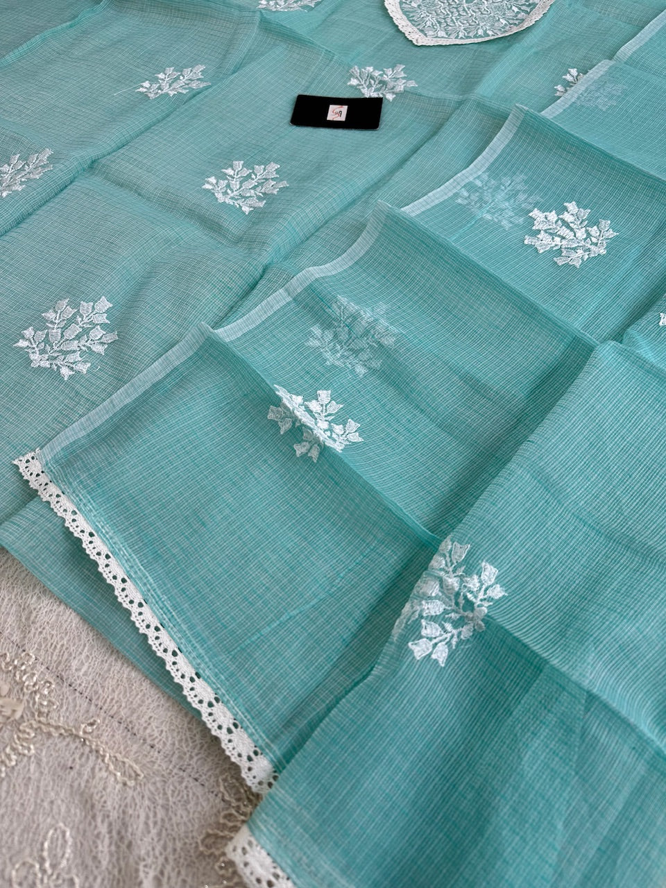 Embroidered Kota Cotton Doria Top N Dupatta (Suit)