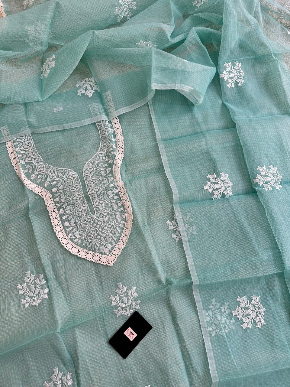 Embroidered Kota Cotton Doria Top N Dupatta (Suit)