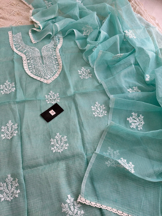 Embroidered Kota Cotton Doria Top N Dupatta (Suit)