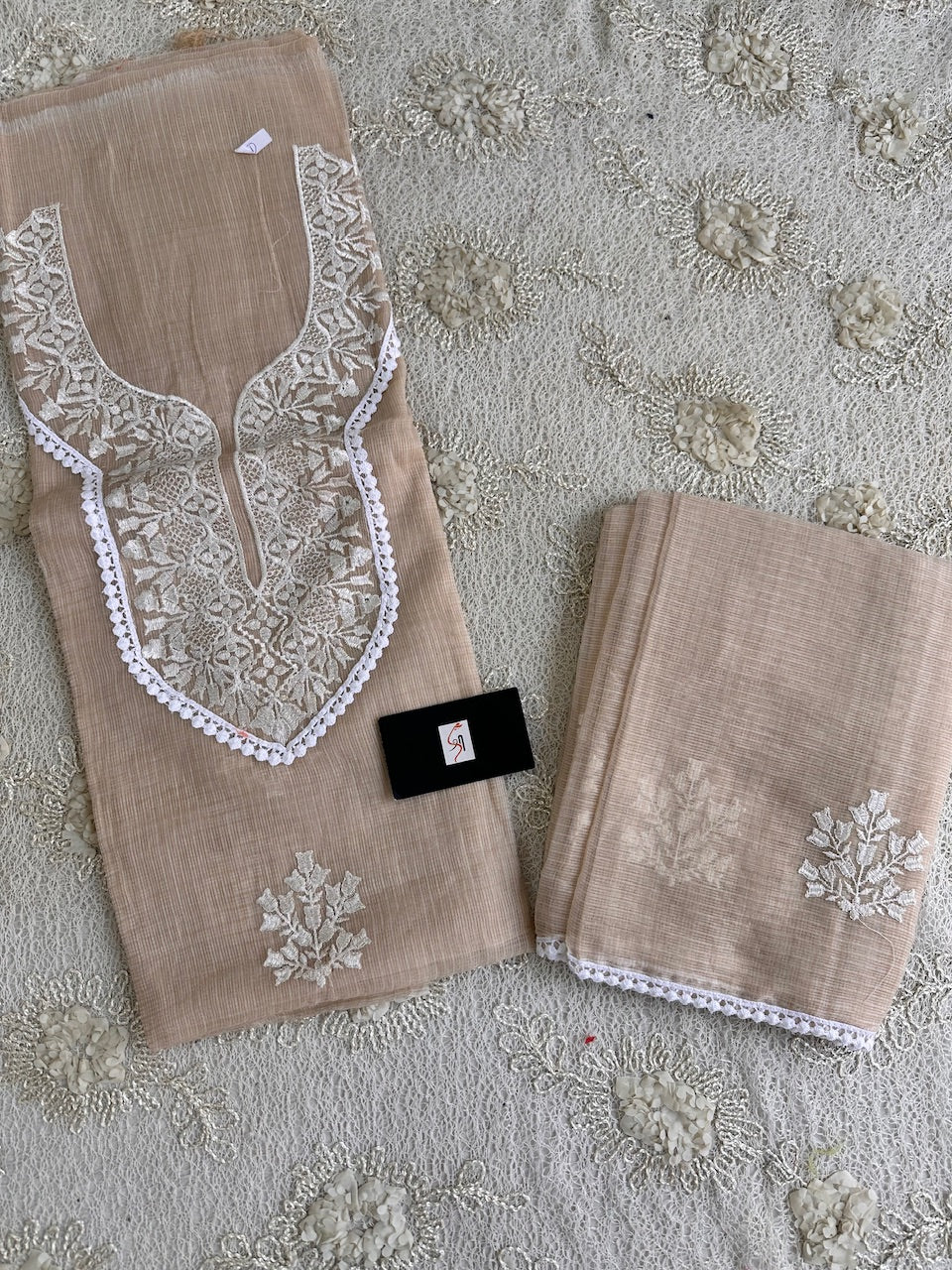 Embroidered Kota Cotton Doria Top N Dupatta (Suit)