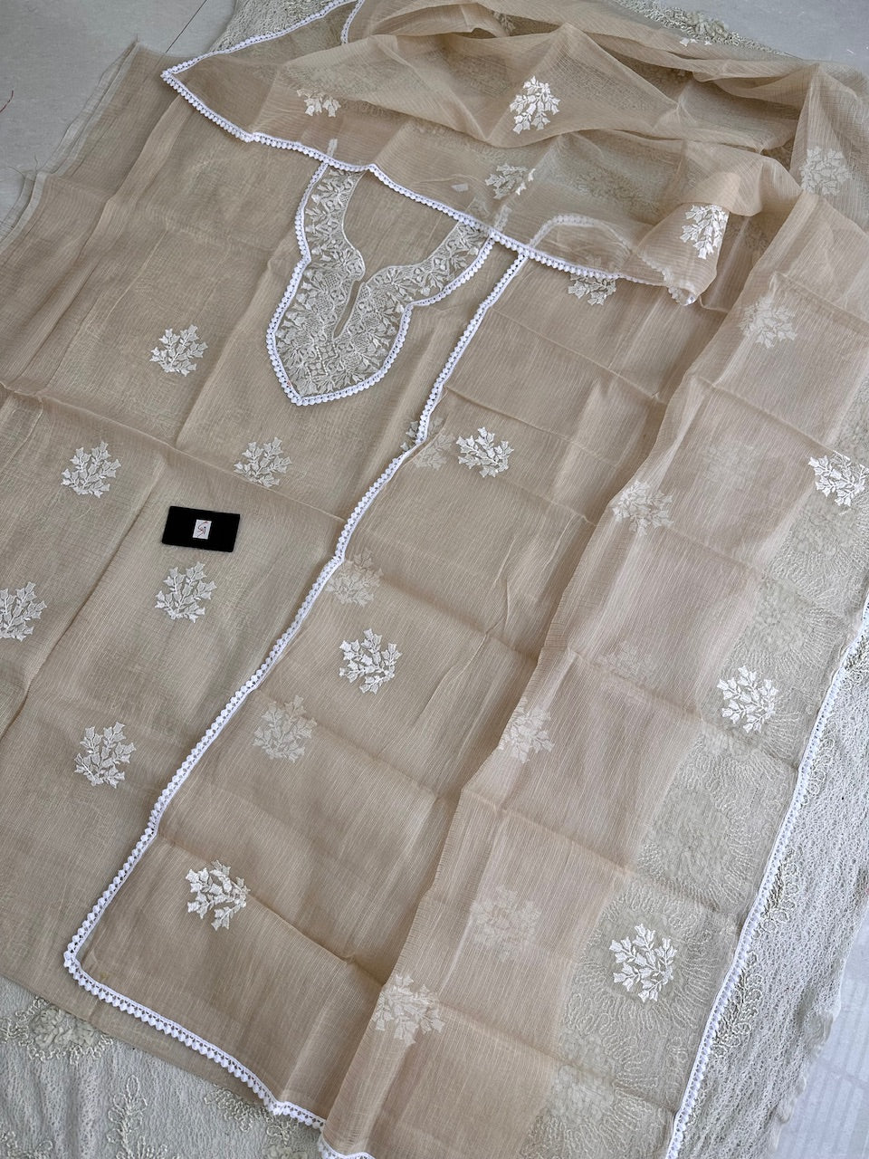 Embroidered Kota Cotton Doria Top N Dupatta (Suit)