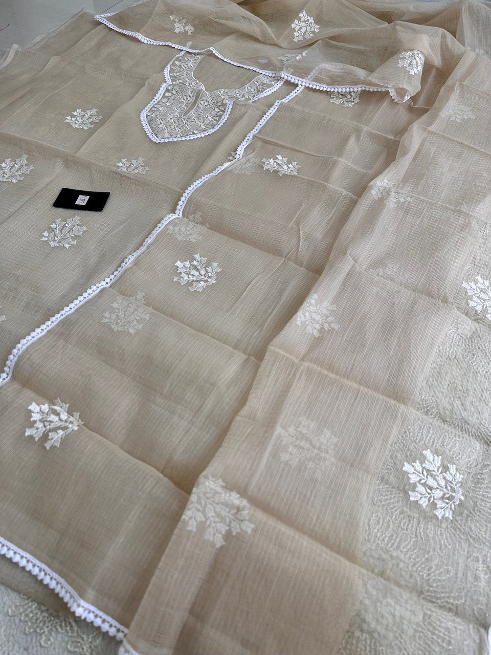 Embroidered Kota Cotton Doria Top N Dupatta (Suit)