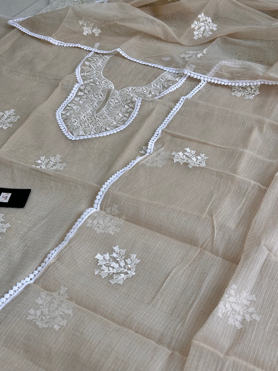 Embroidered Kota Cotton Doria Top N Dupatta (Suit)