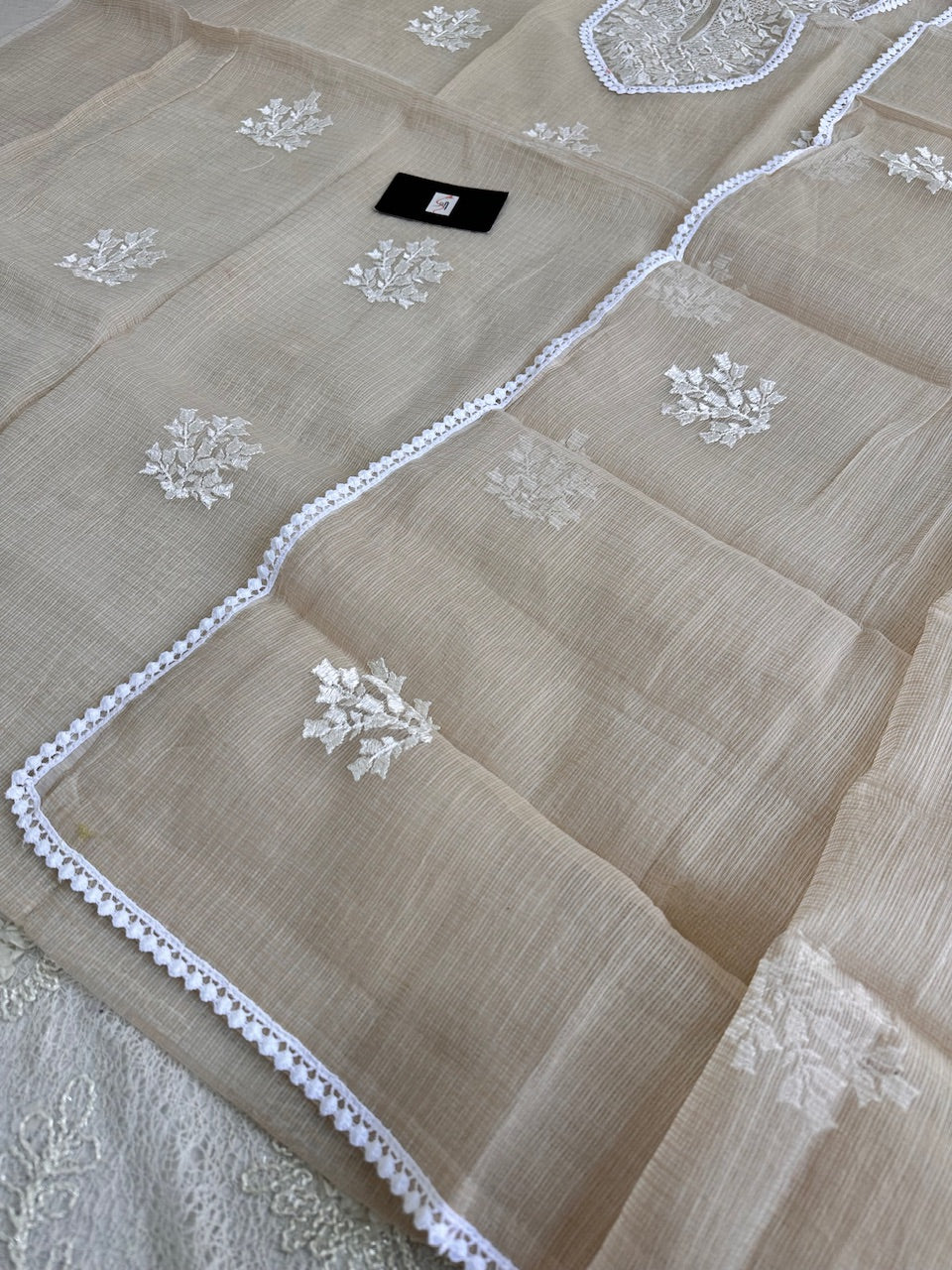 Embroidered Kota Cotton Doria Top N Dupatta (Suit)