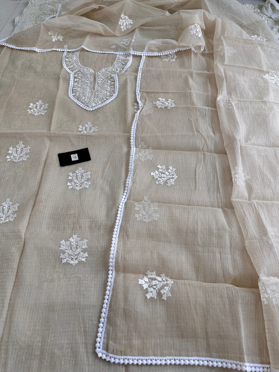 Embroidered Kota Cotton Doria Top N Dupatta (Suit)