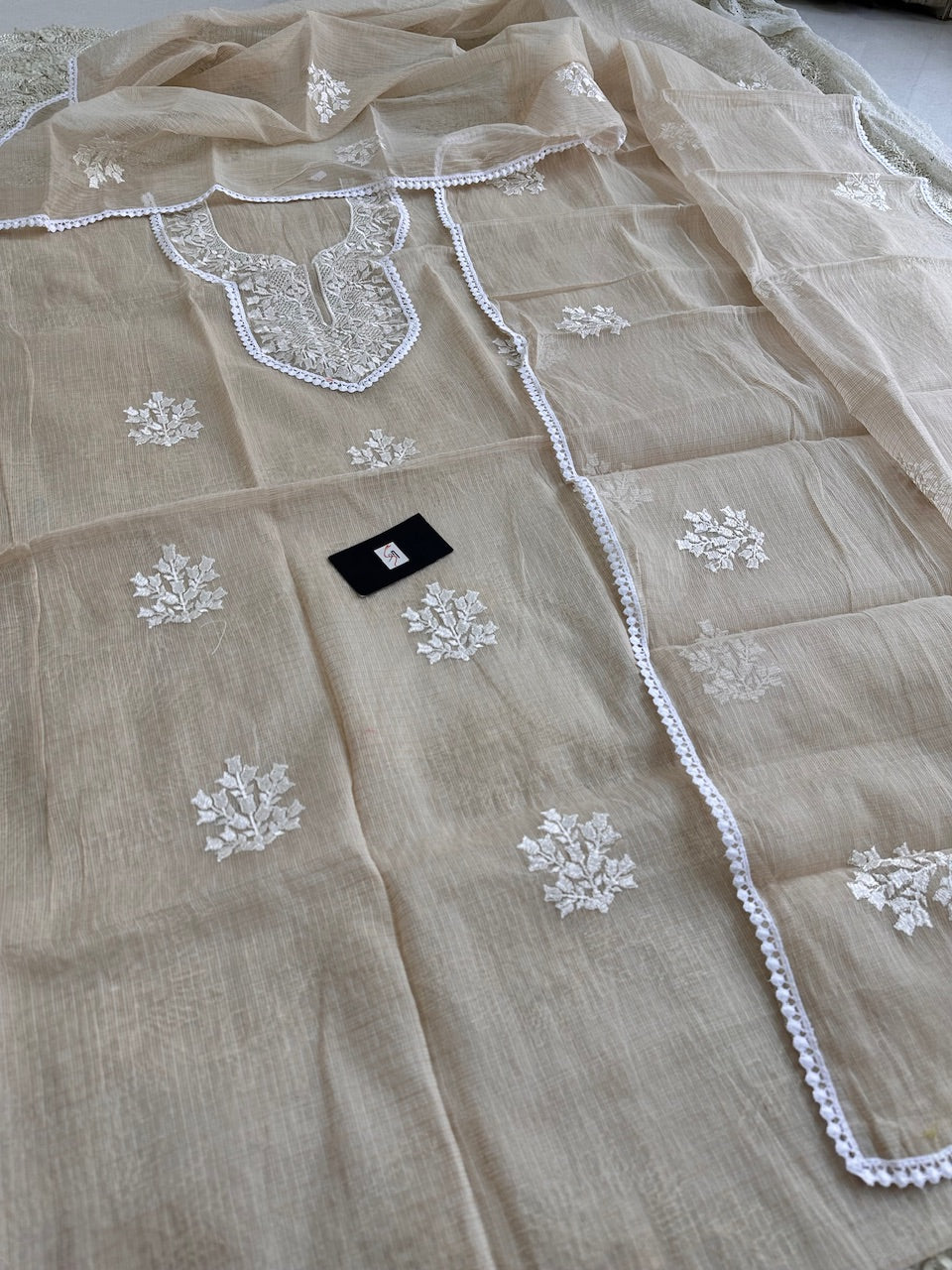 Embroidered Kota Cotton Doria Top N Dupatta (Suit)