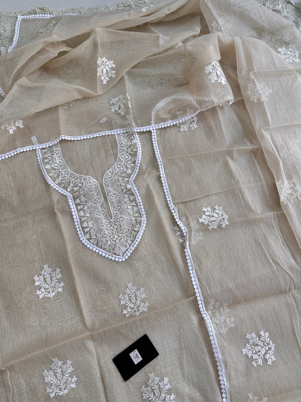 Embroidered Kota Cotton Doria Top N Dupatta (Suit)