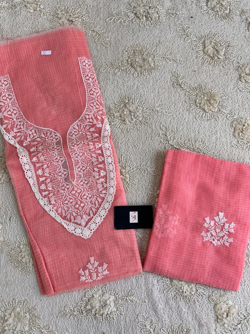 Embroidered Kota Cotton Doria Top N Dupatta (Suit)