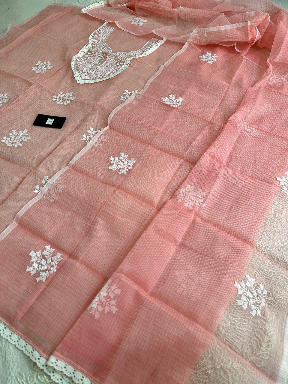 Embroidered Kota Cotton Doria Top N Dupatta (Suit)