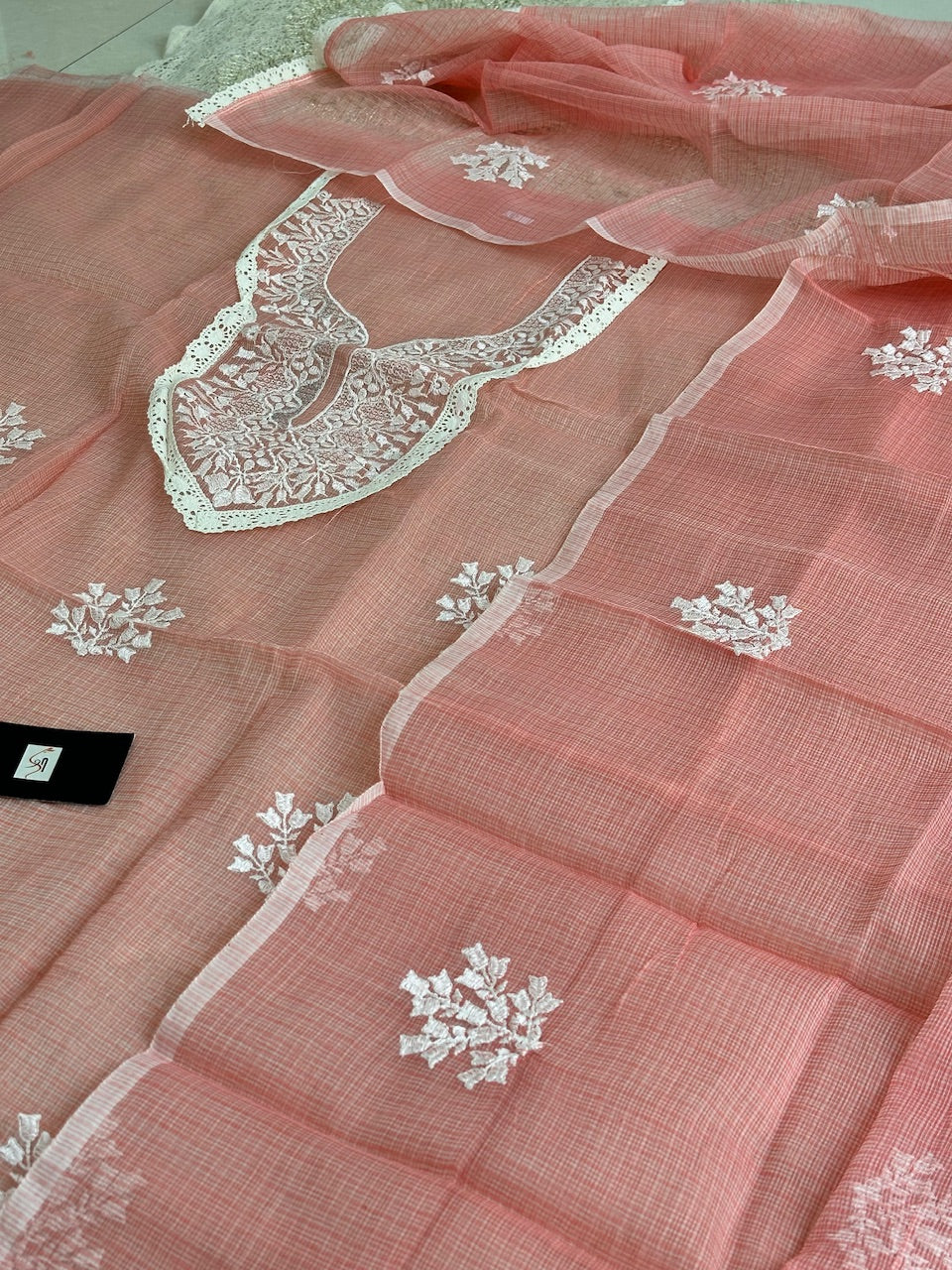 Embroidered Kota Cotton Doria Top N Dupatta (Suit)