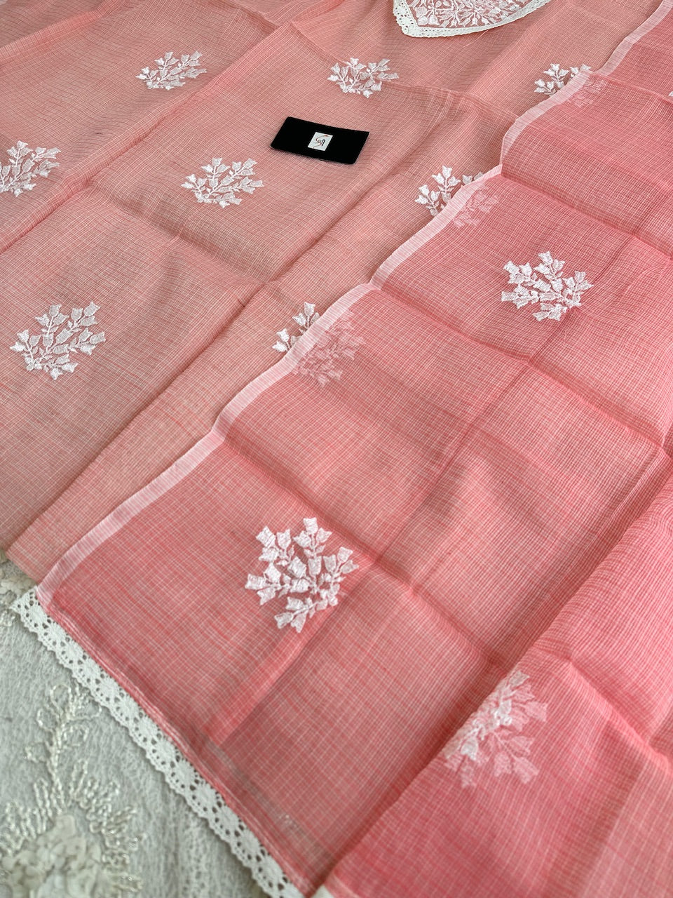 Embroidered Kota Cotton Doria Top N Dupatta (Suit)