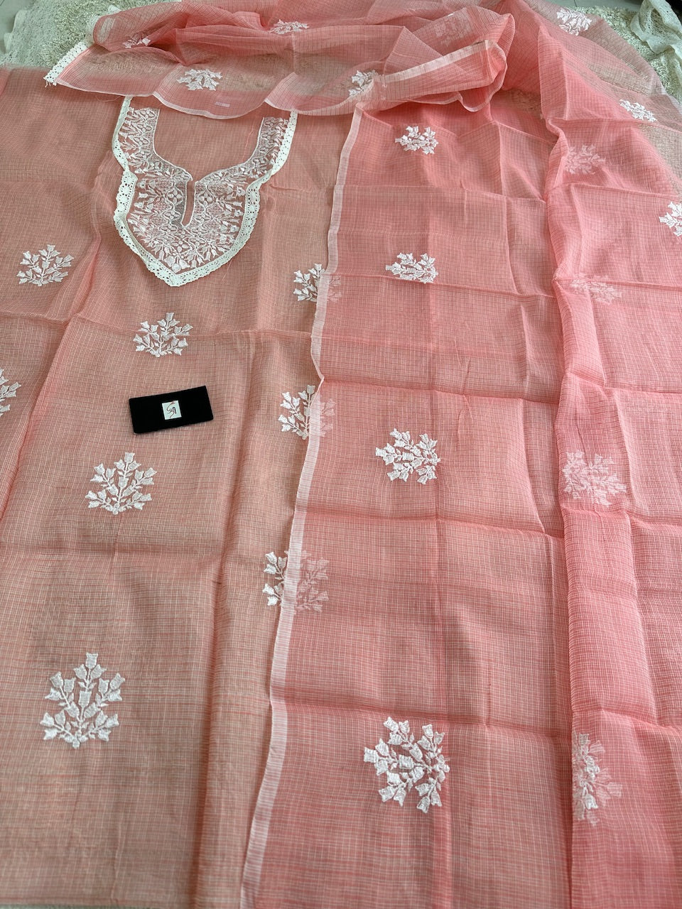 Embroidered Kota Cotton Doria Top N Dupatta (Suit)