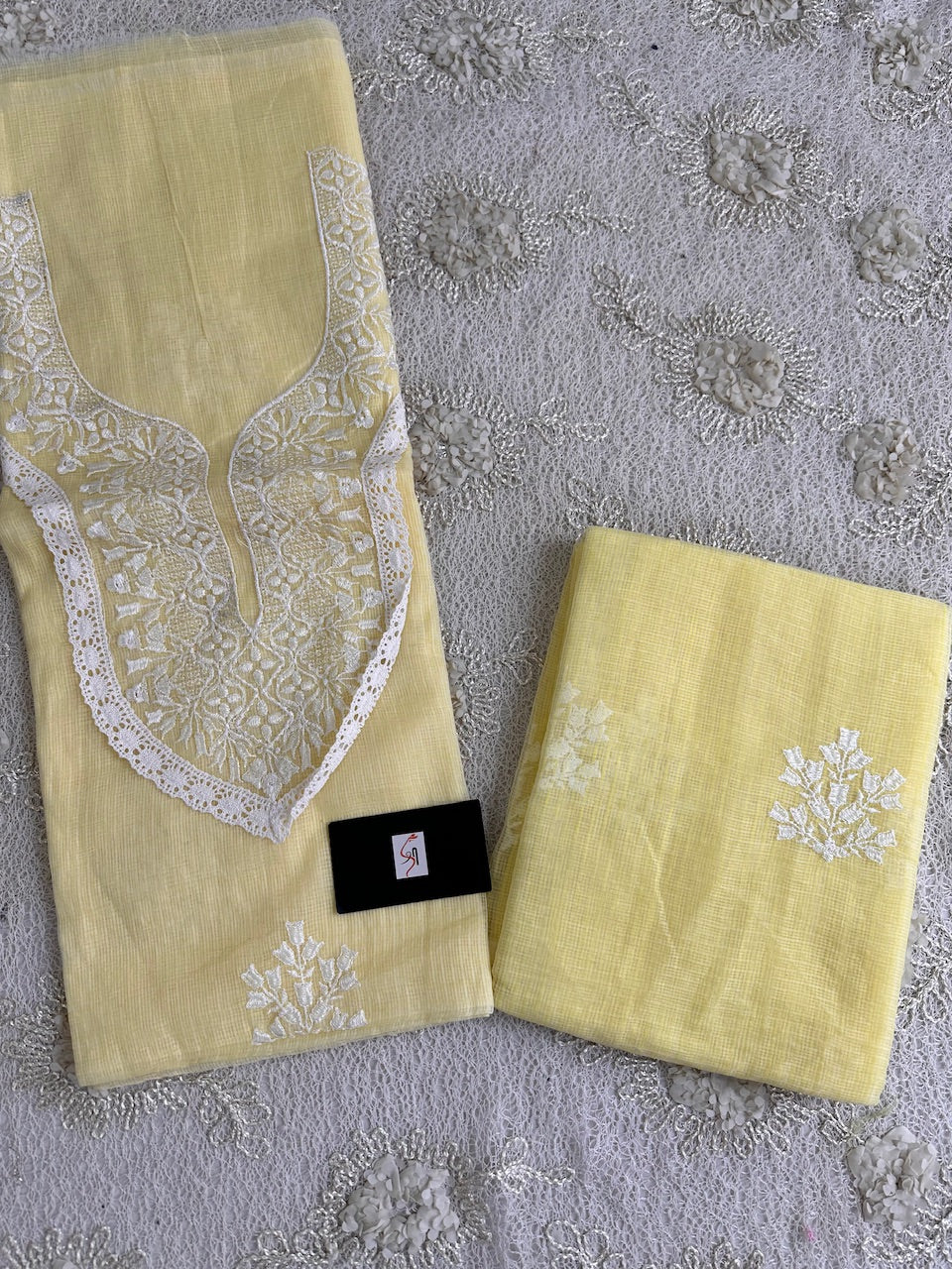 Embroidered Kota Cotton Doria Top N Dupatta (Suit)