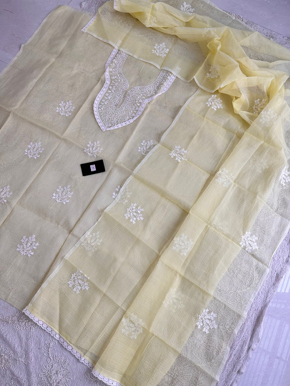 Embroidered Kota Cotton Doria Top N Dupatta (Suit)