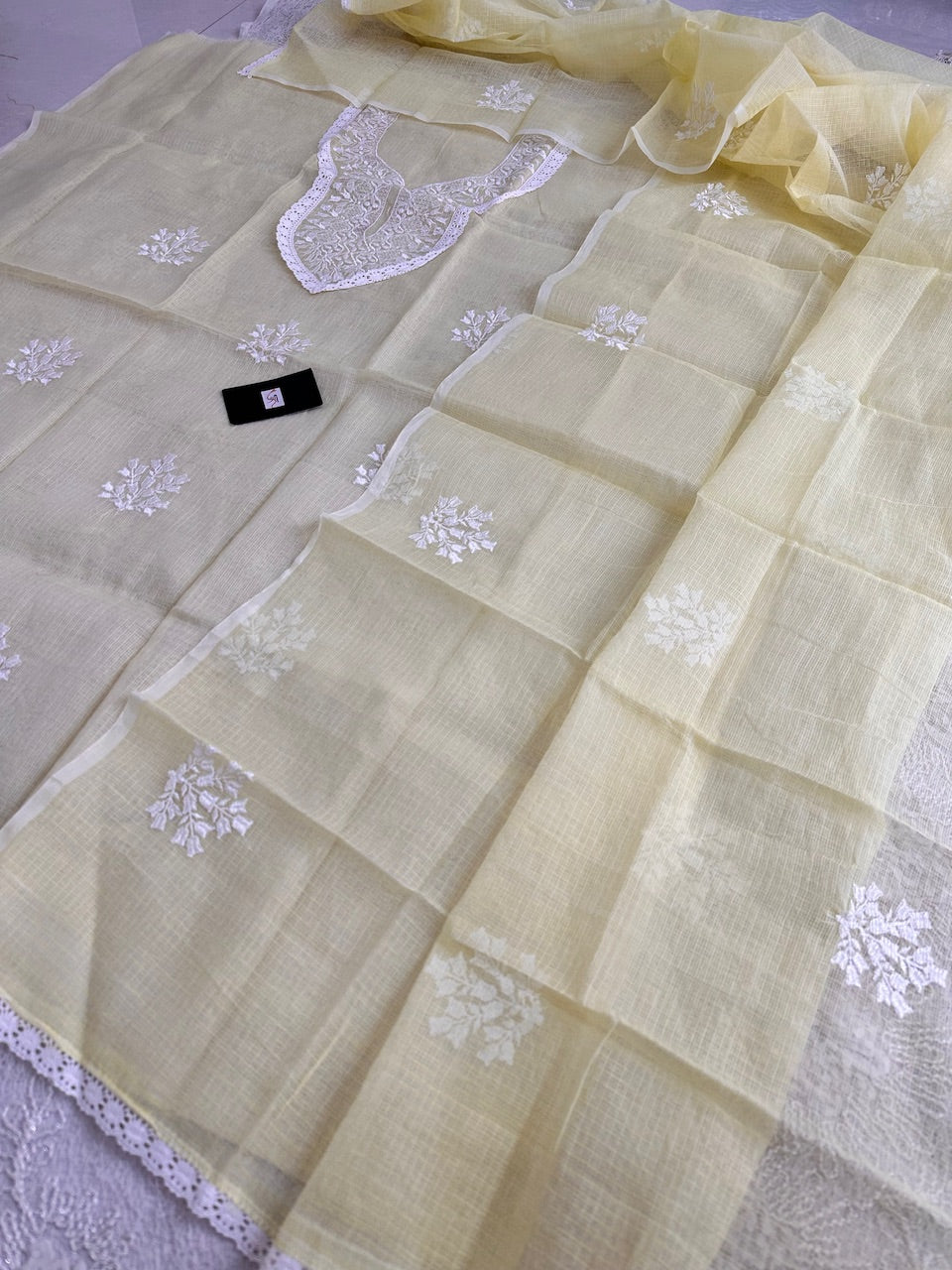 Embroidered Kota Cotton Doria Top N Dupatta (Suit)