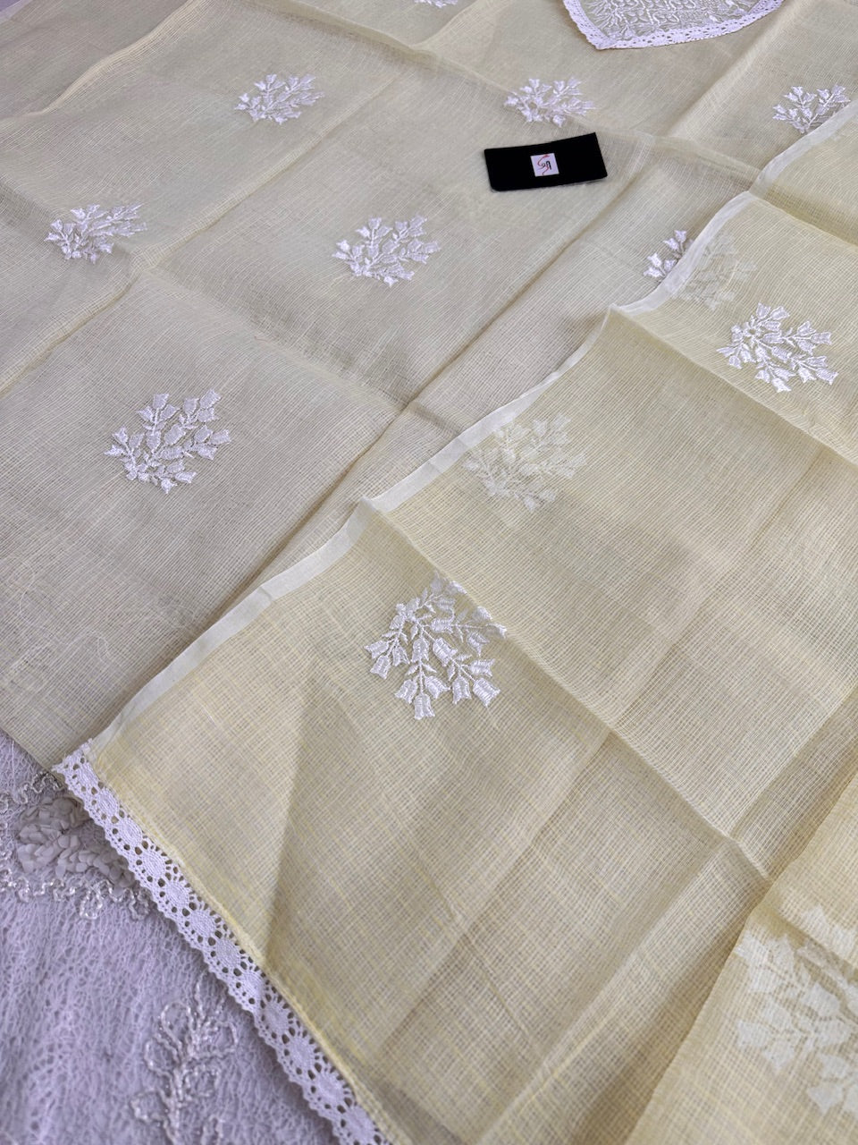 Embroidered Kota Cotton Doria Top N Dupatta (Suit)