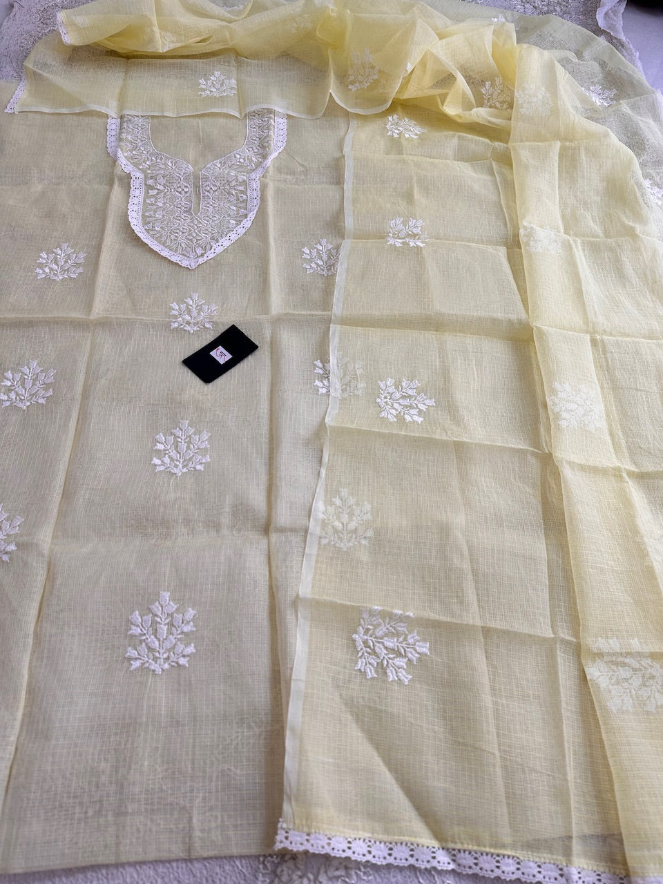 Embroidered Kota Cotton Doria Top N Dupatta (Suit)