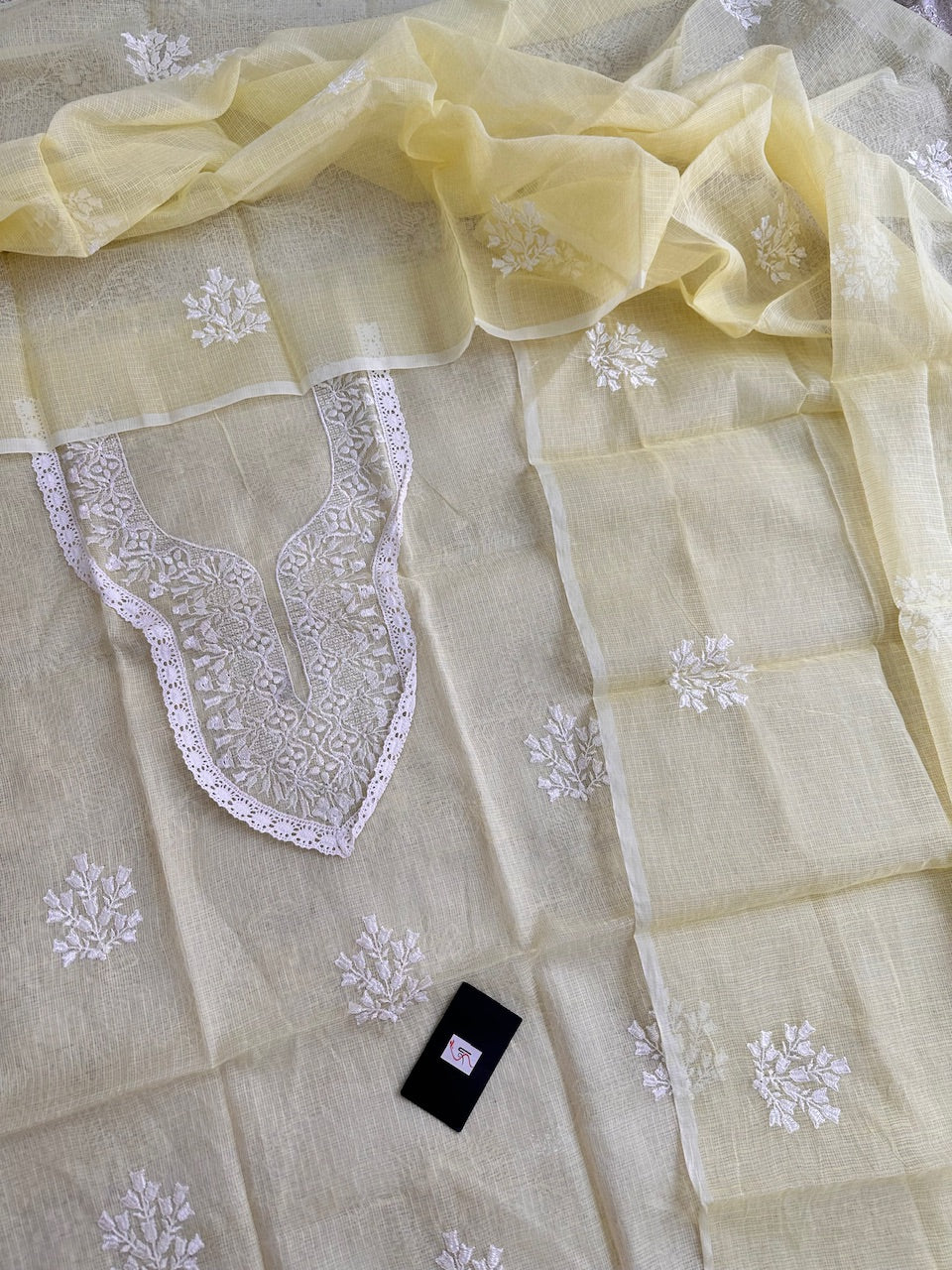 Embroidered Kota Cotton Doria Top N Dupatta (Suit)