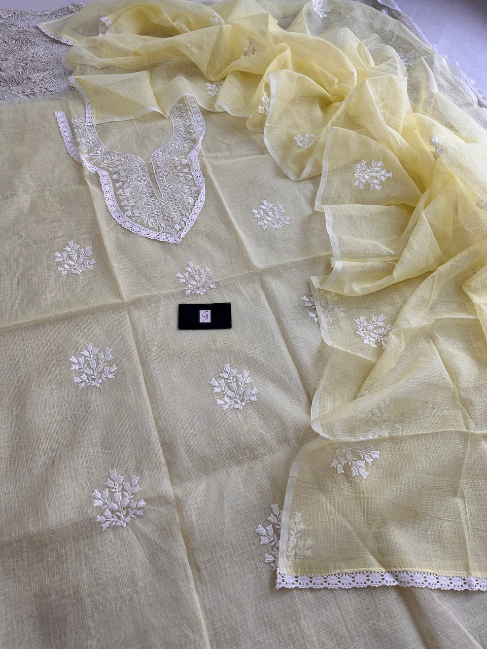 Embroidered Kota Cotton Doria Top N Dupatta (Suit)