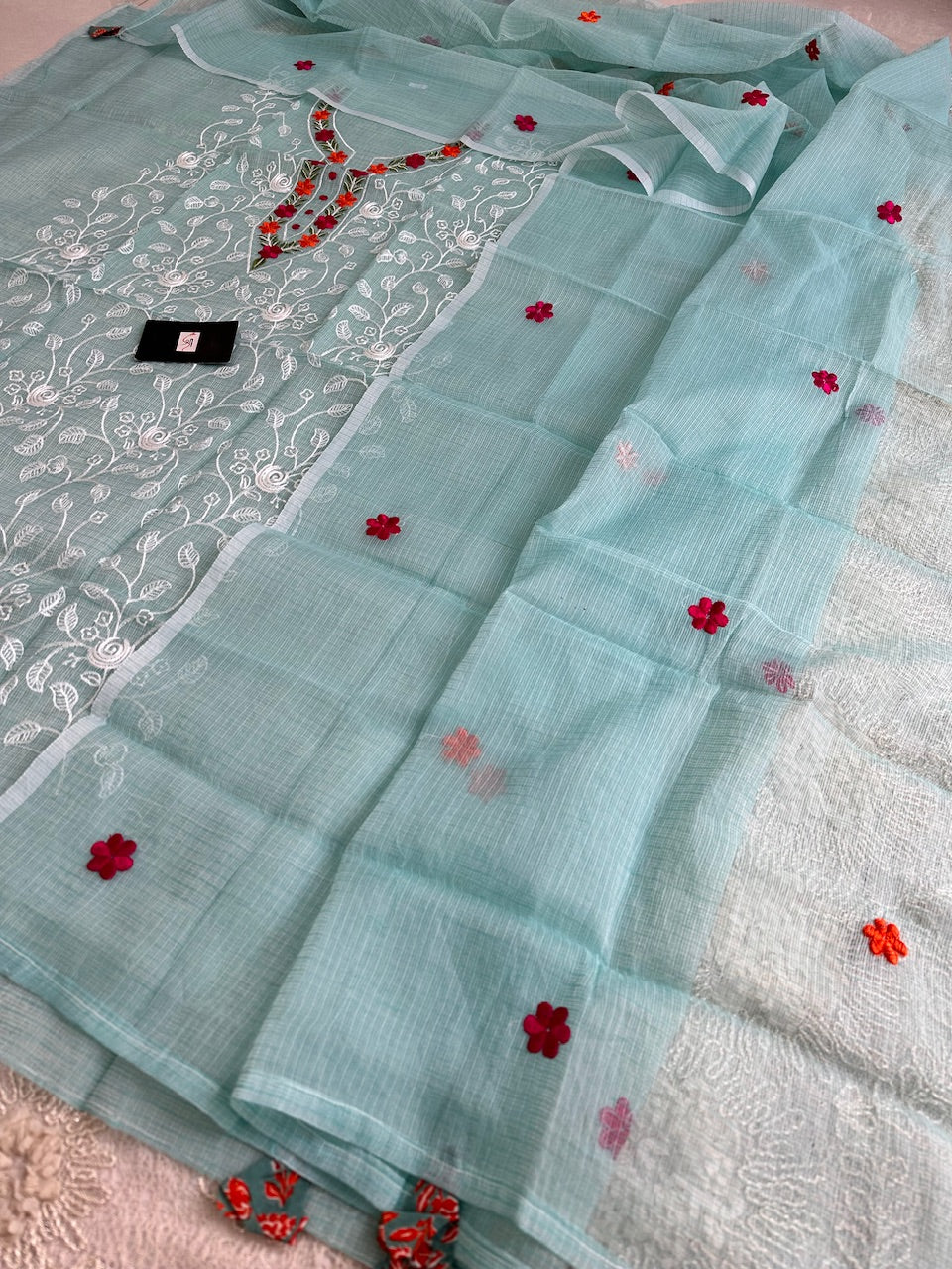 Embroidered Kota Cotton Doria Top N Dupatta (Suit)