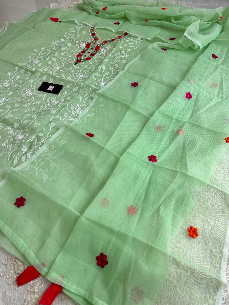 Embroidered Kota Cotton Doria Top N Dupatta (Suit)