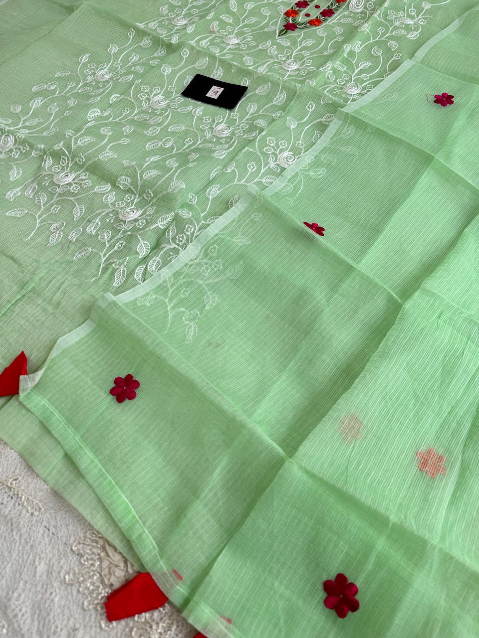 Embroidered Kota Cotton Doria Top N Dupatta (Suit)