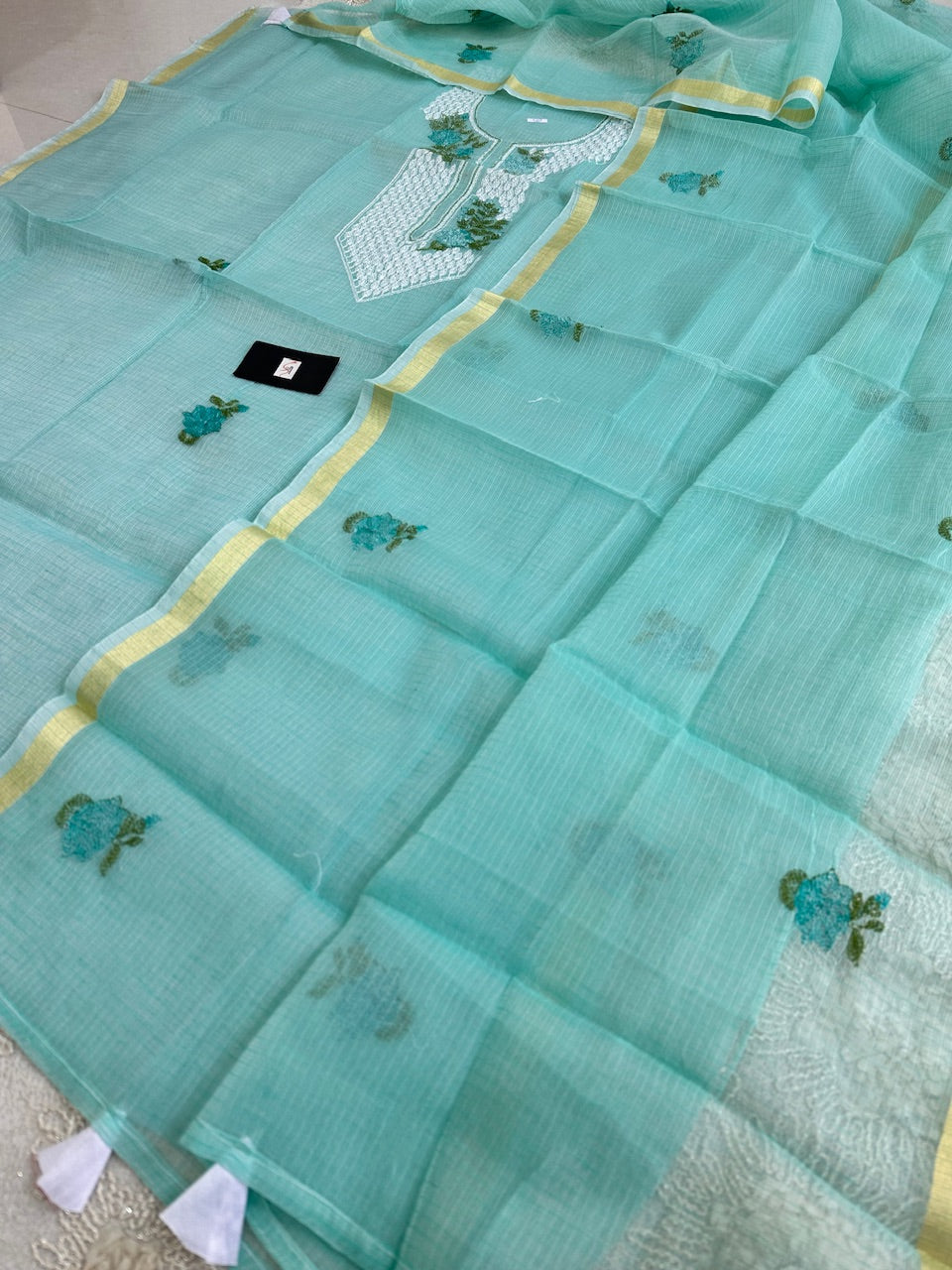 Embroidered Kota Cotton Doria Top N Dupatta (Suit)